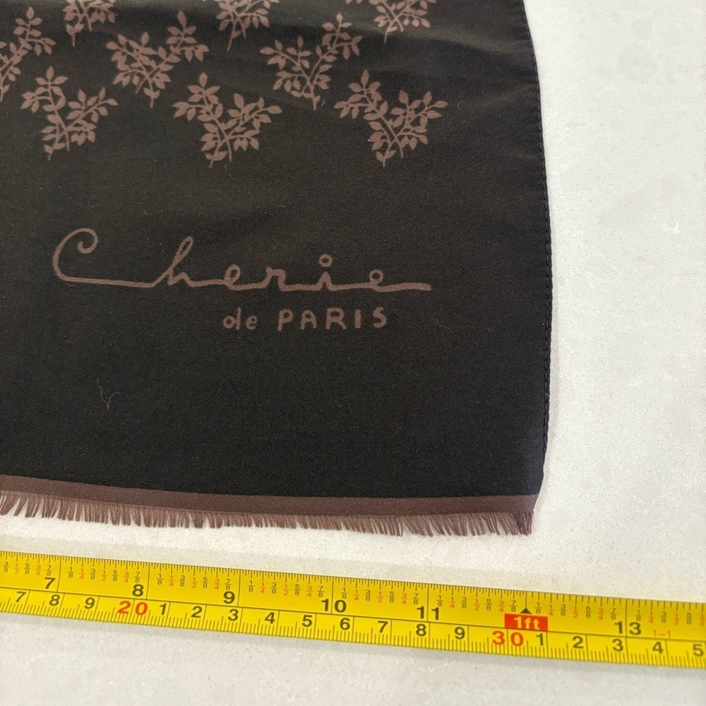 Cherie de Paris French-Inspired Brown Botanical Fringe Scarf - Picture 4 of 8